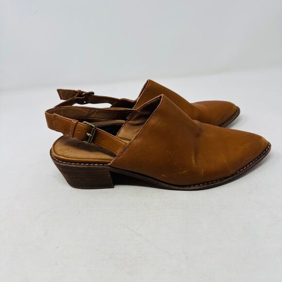 Madewell Leather Slingback Pointed Toe Heeled Sandals Brown Women’s Size 10 - Picture 6 of 12